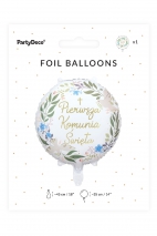 Foil balloon Komunia Święta Blue