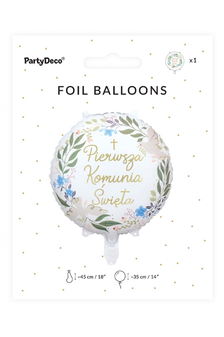 Foil balloon Komunia Święta Blue
