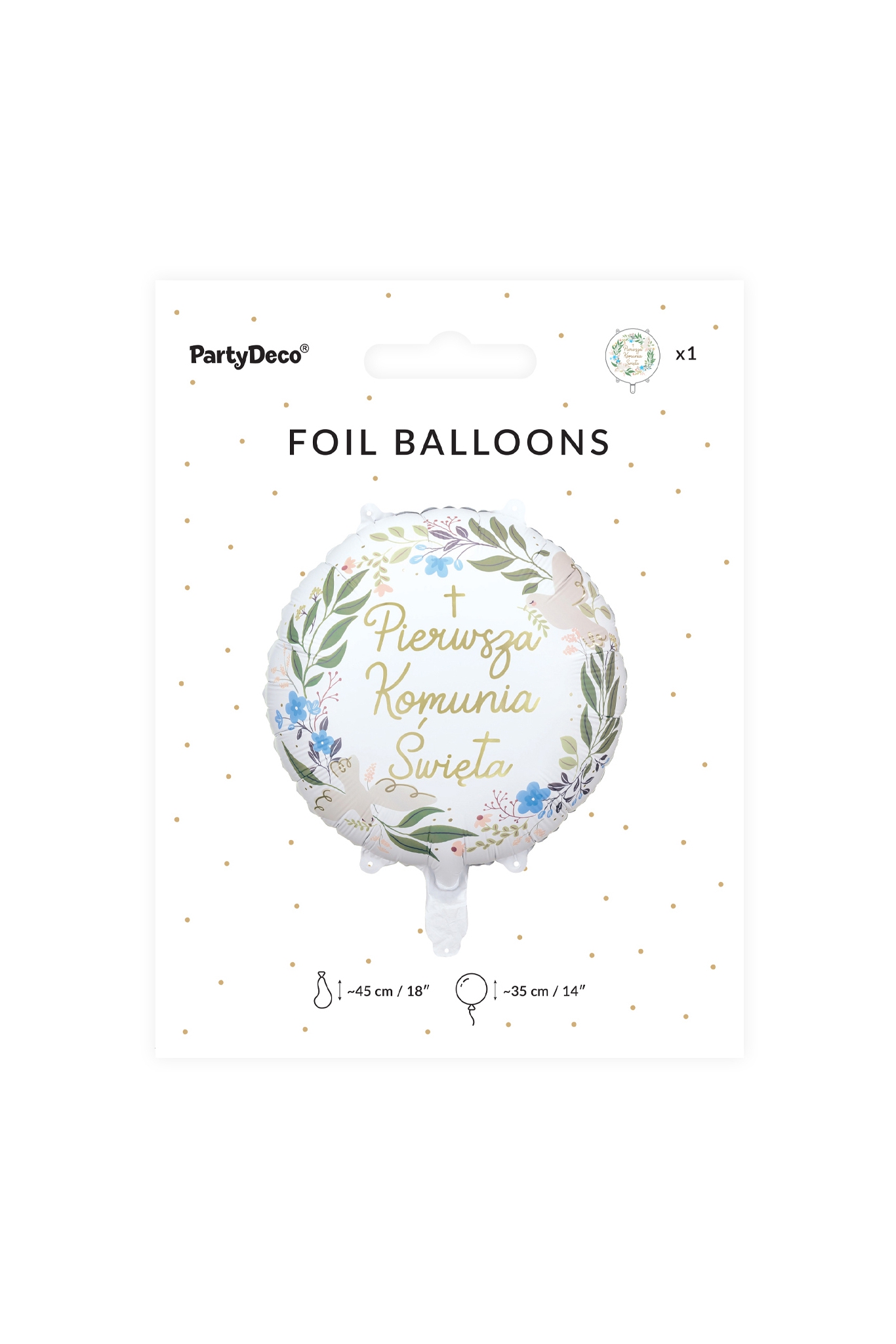 Balon foliowy Komunia Święta Niebieski