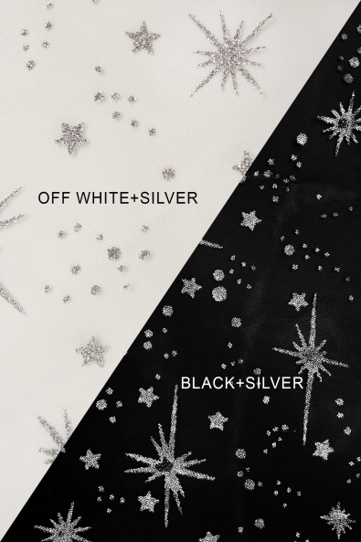  Decorative Tulle T3321 – Silver Glitter Stars