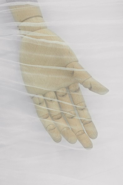 ORGANZA MIT KNITTEREFFEKT Weiss