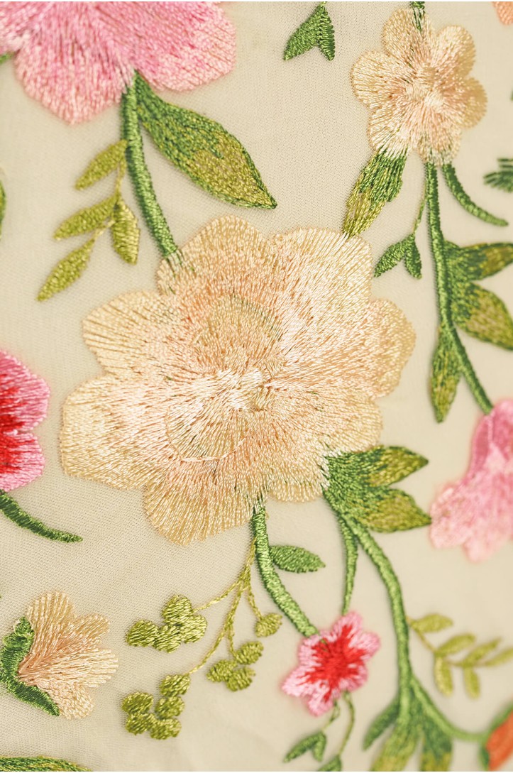 EVENING LACE X2061 BEIGE MIX FLOWERS