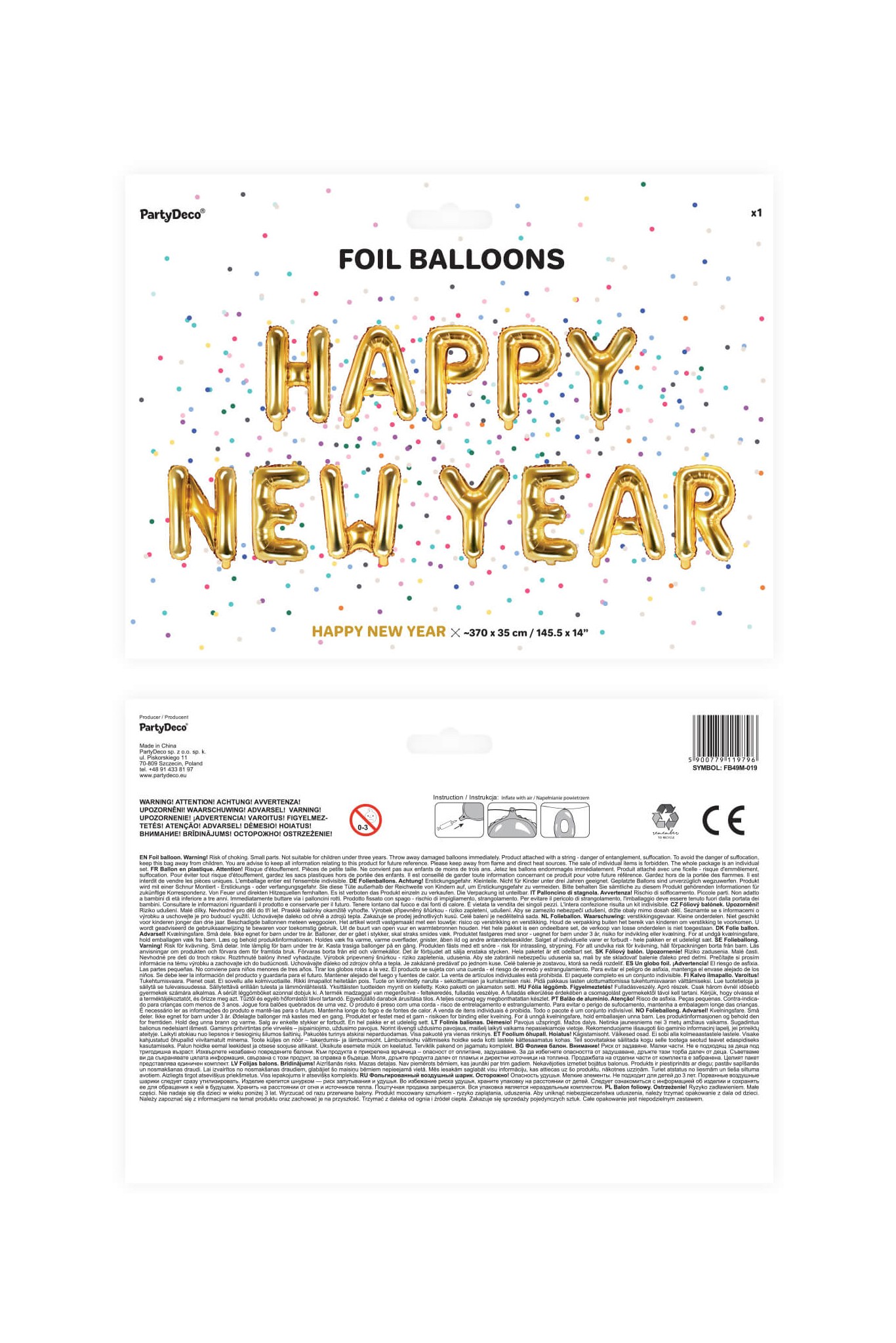 Metallisierter Folienballon Happy New Year