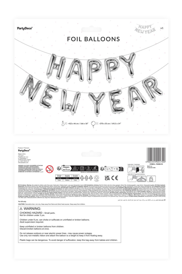 Metallisierter Folienballon Happy New Year