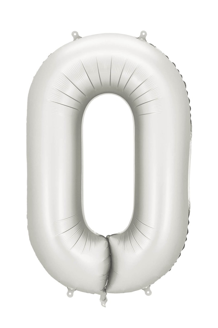 Satinschimmernder Folienballon Zahl Silbern