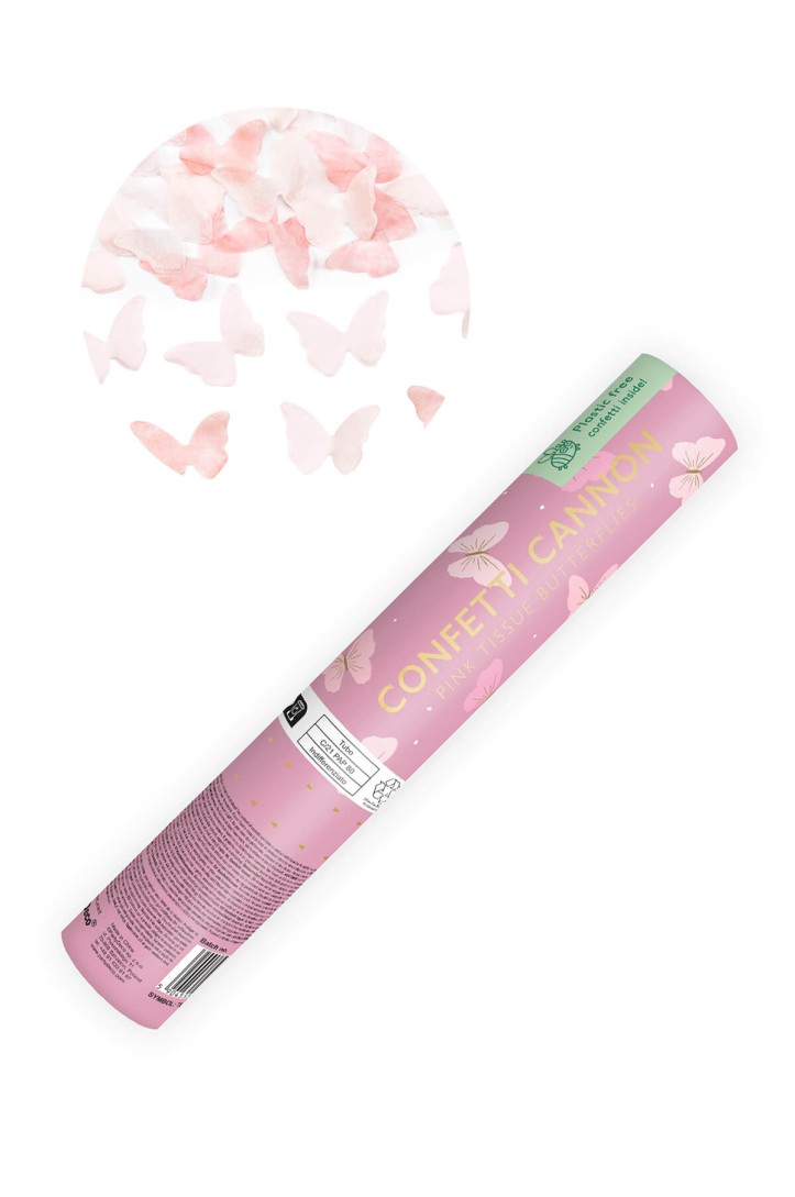 Confetti cannon with butterflies, 20 cm
