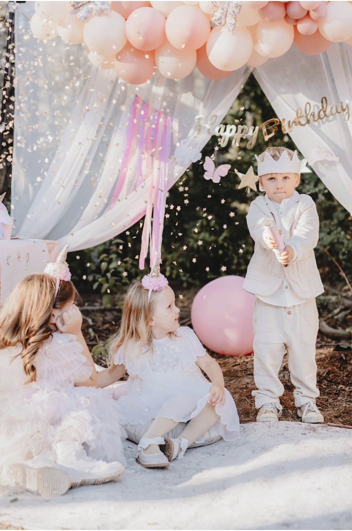 Confetti cannon with golden stars, 20 cm