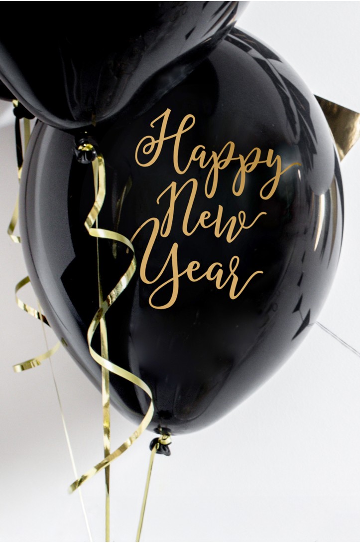 Balloons 30 cm Happy New Year Pastel Black