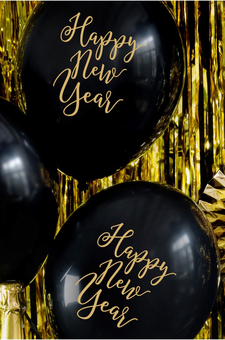 Balloons 30 cm Happy New Year Pastel Black