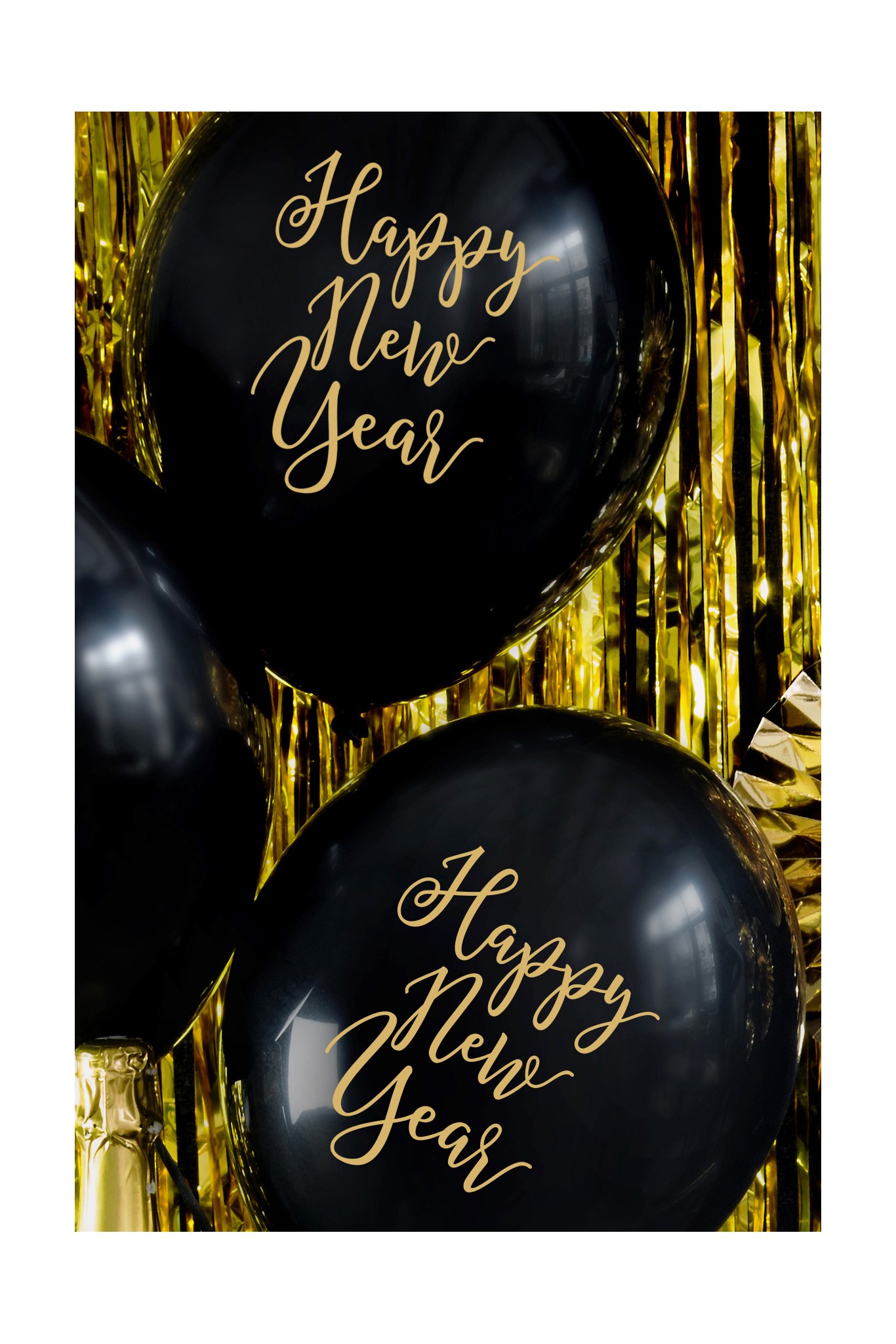 Balony 30 cm Happy New Year Pastel Black