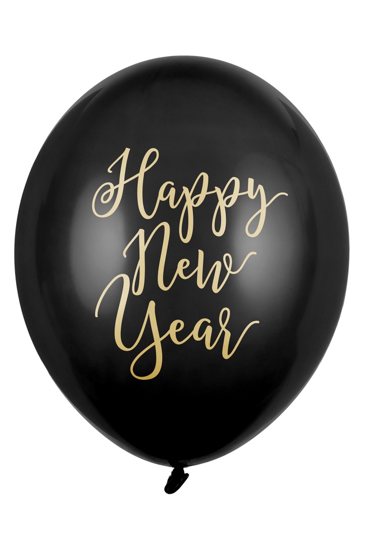 Balloons 30 cm Happy New Year Pastel Black