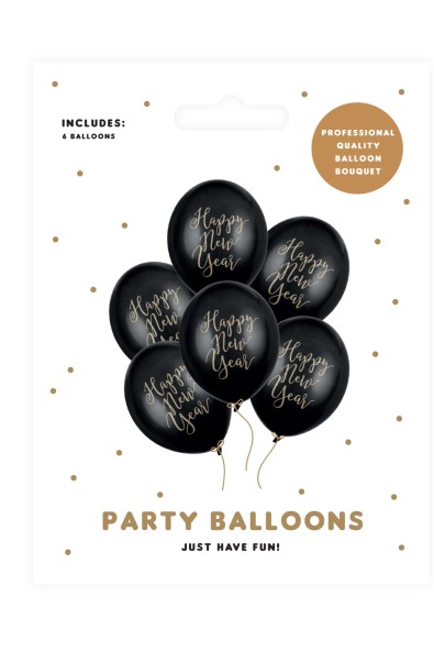 Balony 30 cm Happy New Year Pastel Black