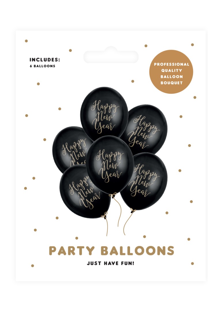 Balony 30 cm Happy New Year Pastel Black