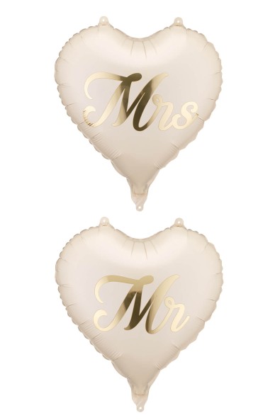 MR & MRS Heart-Shaped Foil Balloons
