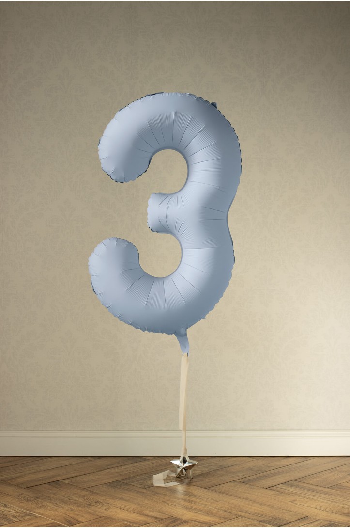Foil Number Balloon – Misty Blue