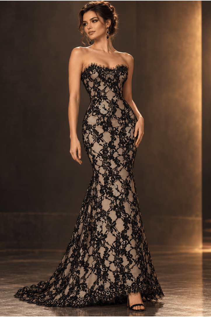 EVENING FRENCH LACE VL4294 BLACK